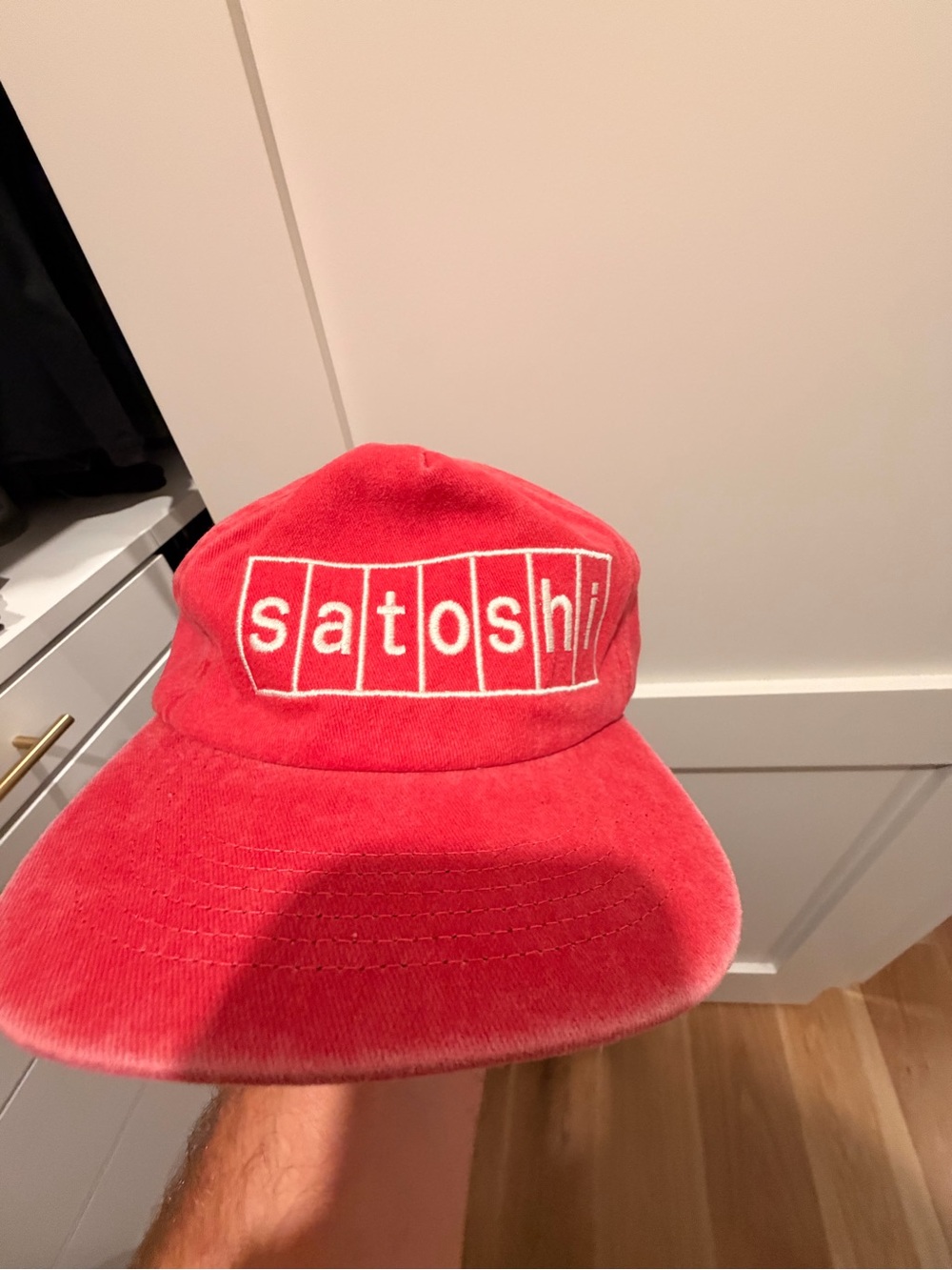 Kids Red Corduroy Hat with Satoshi Logo
